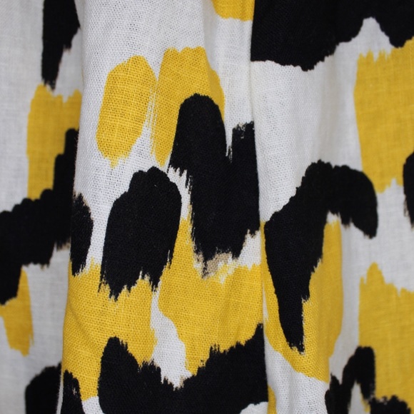 WWW NWT Linen Short Sleeve Smocked Bardot Top Cheetah Geometric Print S - Picture 12 of 13